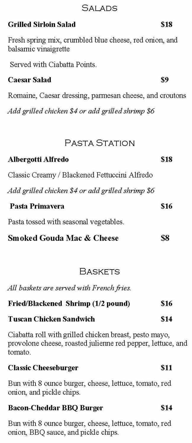 Albergotti Grill menu page 1