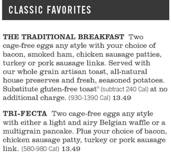 First Watch menu page 1