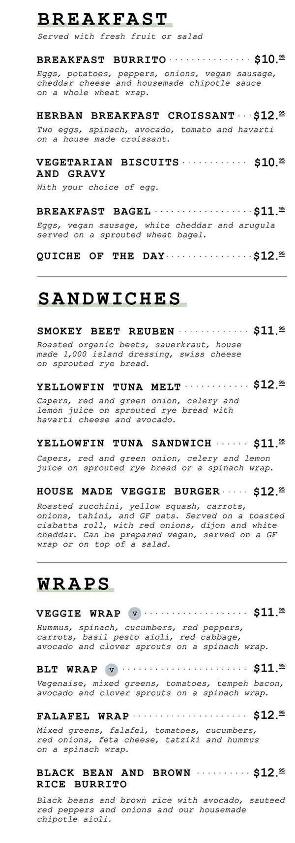 Herban Market & Cafe menu page 1