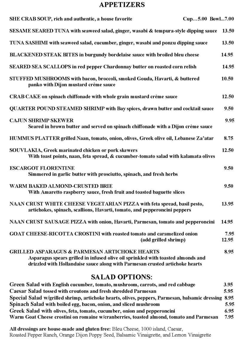 Calhoun Corners menu page 1
