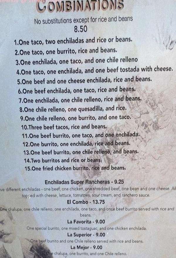 Taco Riendo menu page 1