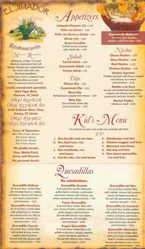 El Jimador Viejo II menu page 1