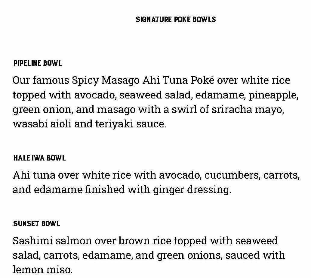 Al's Aloha Kitchen menu page 1