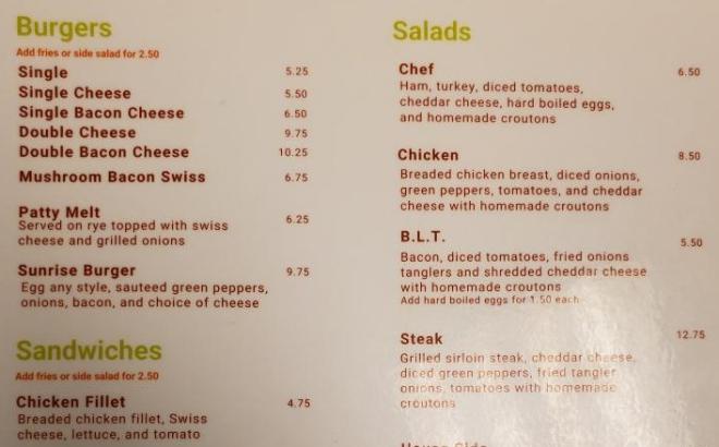 Cook's Kitchen menu page 1