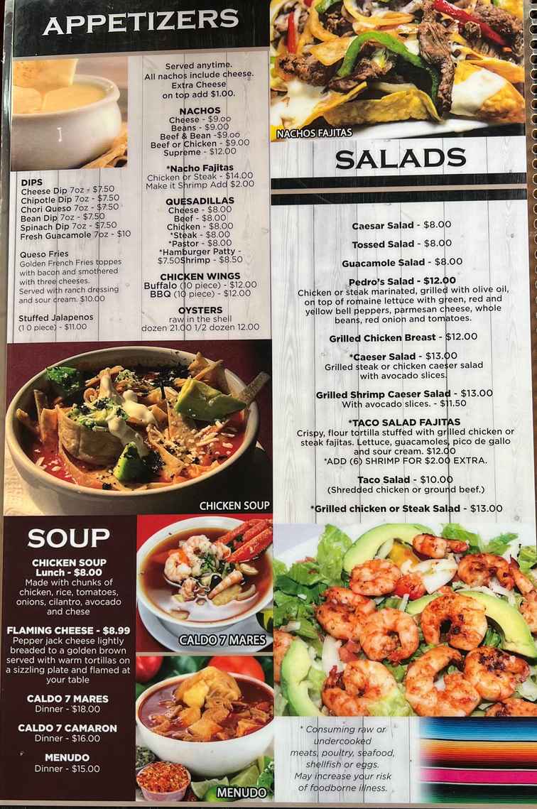 La Cantina menu page 1