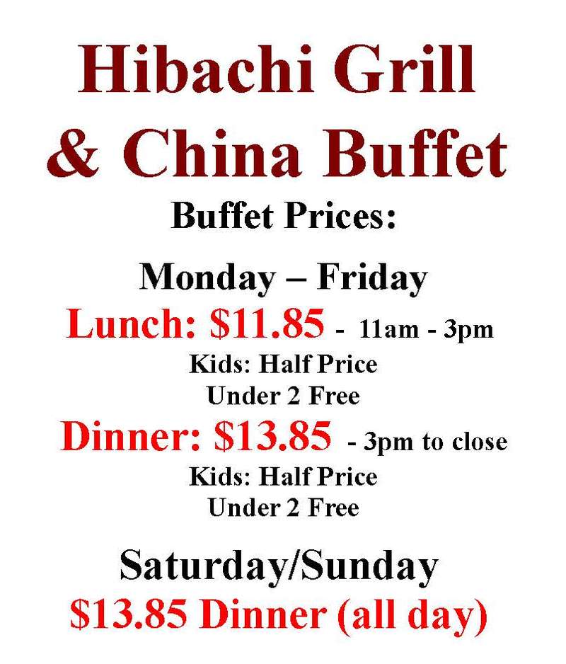 Hibachi Grill & China Buffet menu page 1