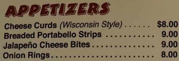 Bruno's Roadhouse menu page 1