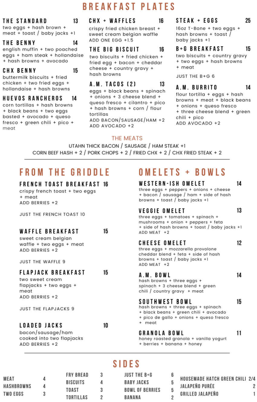 Cactus Jacks menu page 1