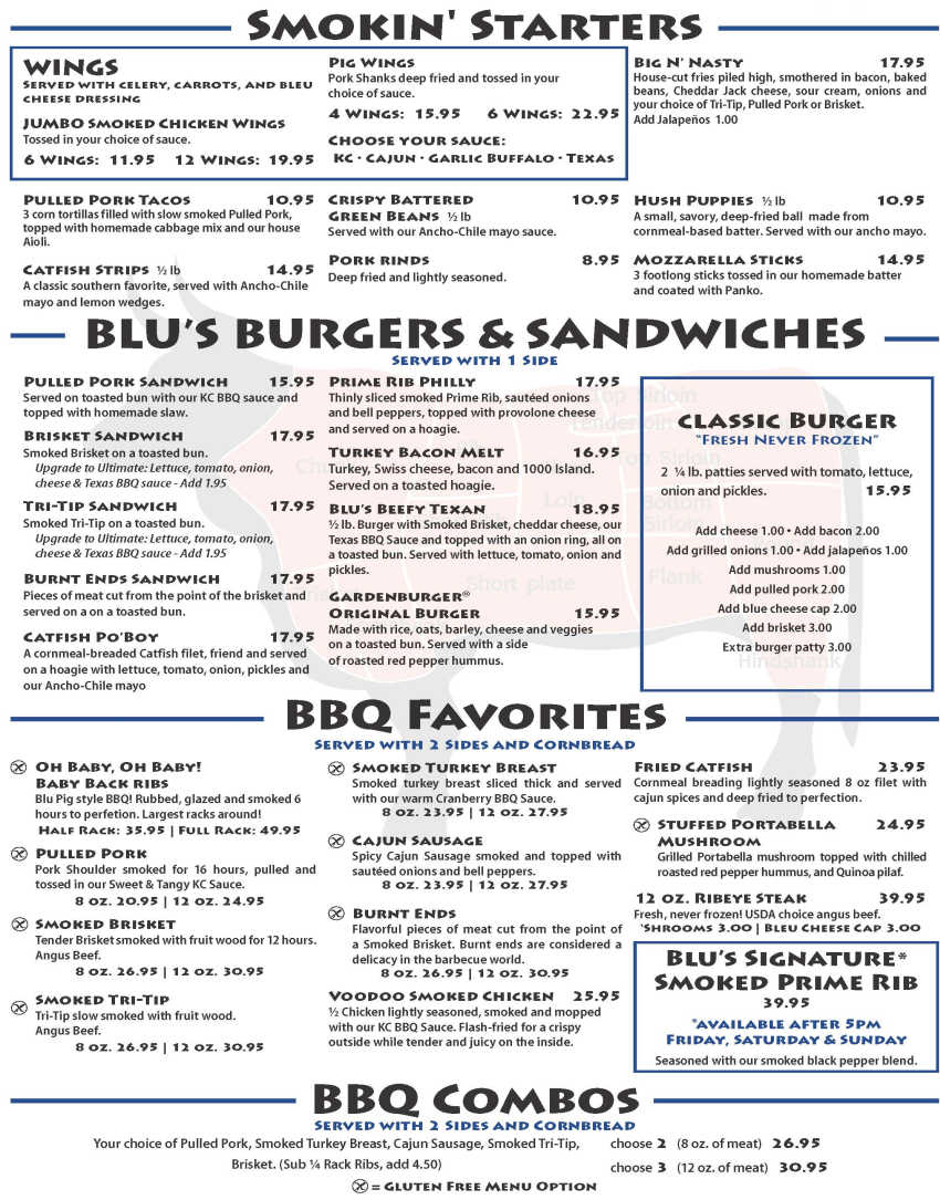 Blu Pig menu page 1