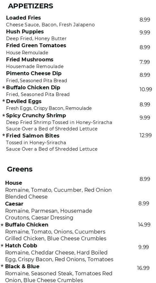 The Hatch menu page 1