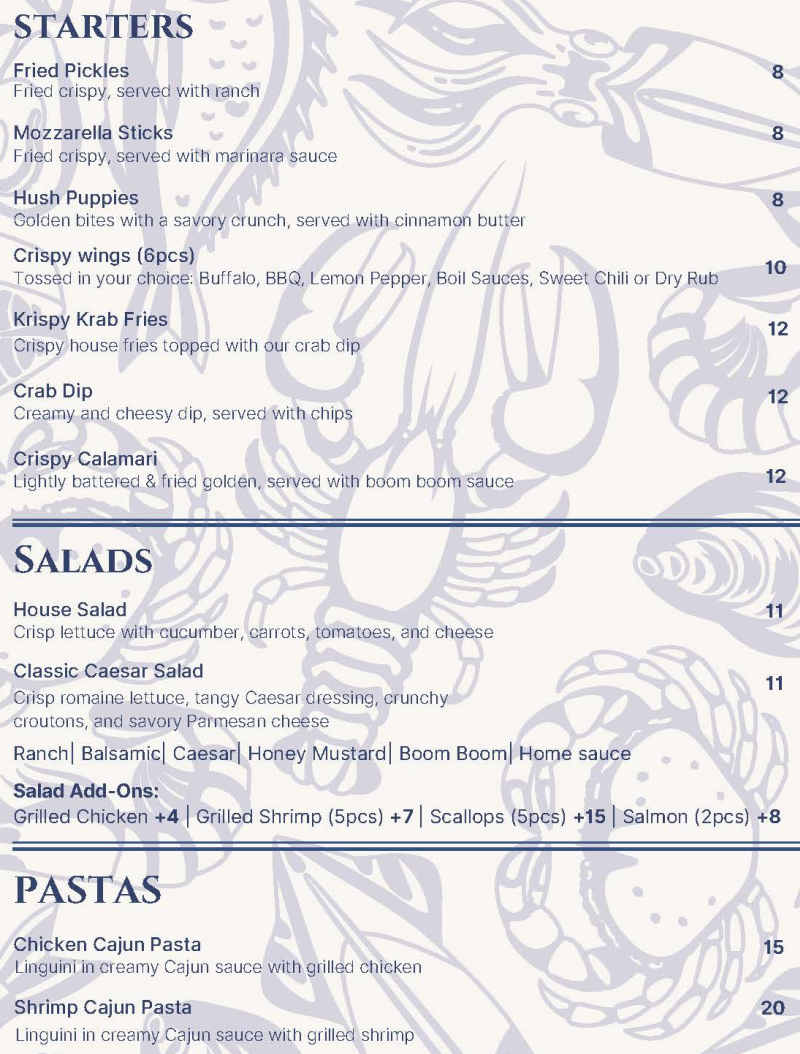Piers Seafood & Grill menu page 1
