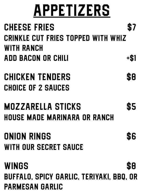 Gardner's Grill menu page 1