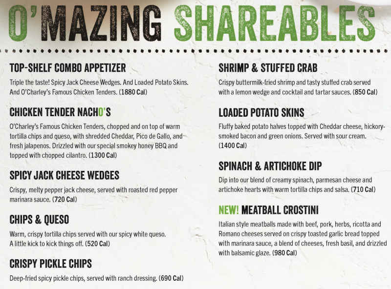 O'Charley's menu page 1