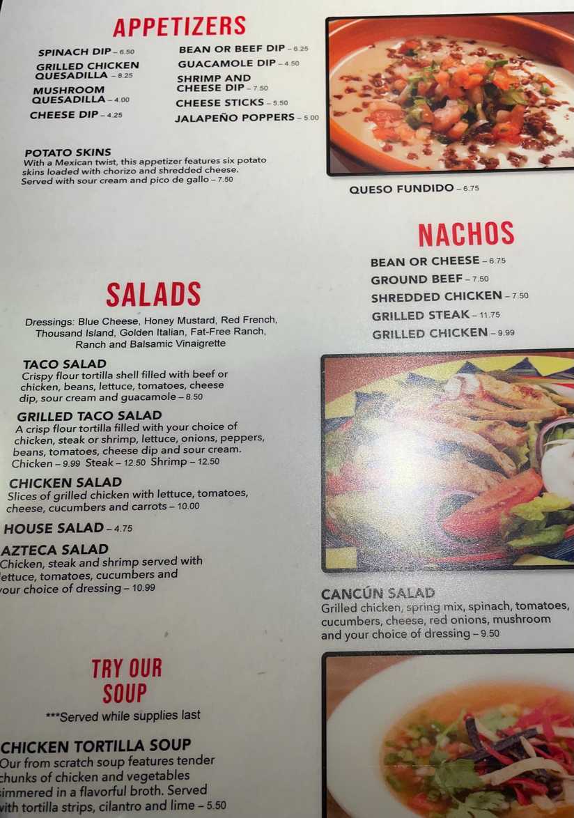 Gran Rodeo menu page 1