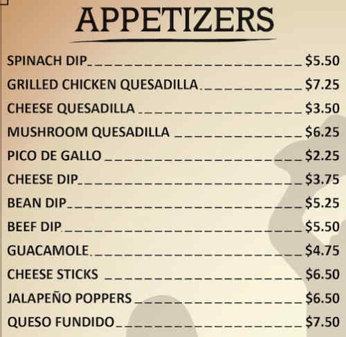 El Bronco menu page 1