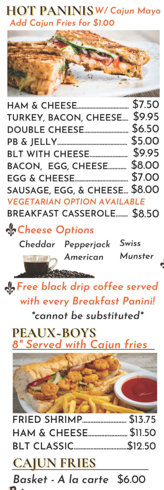 Brew Da Bean menu page 1