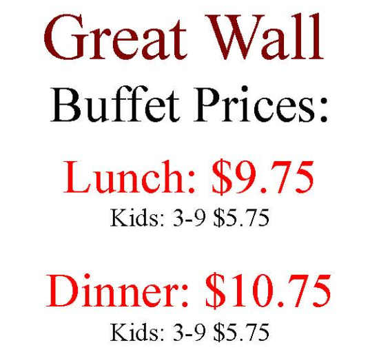 Great Wall menu page 1