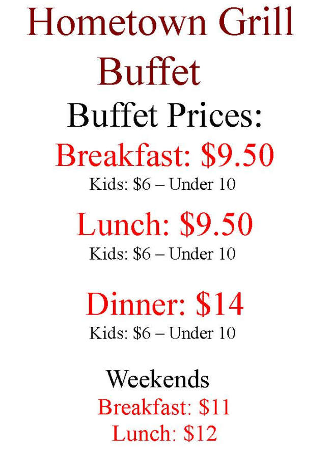 Hometown Grill & Buffet menu page 1