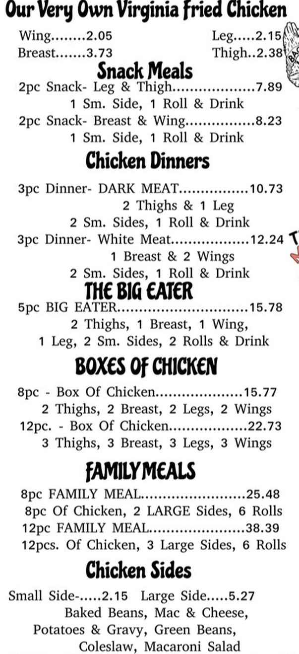 The Barn Restaurant menu page 1