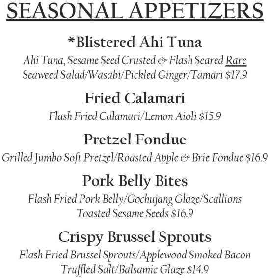 Second Street Bistro menu page 1