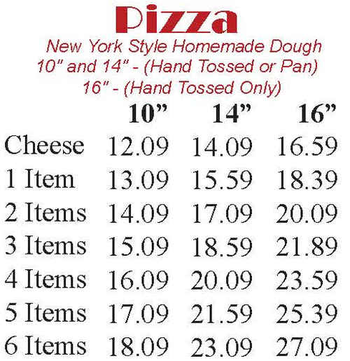 New York Deli & Pizza menu page 1