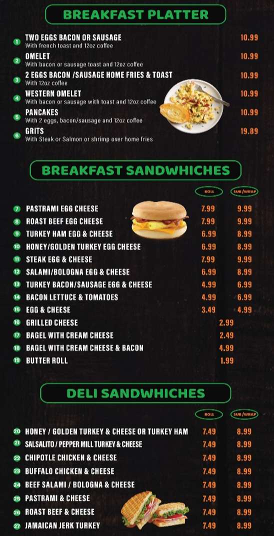 Vermont Chef menu page 1