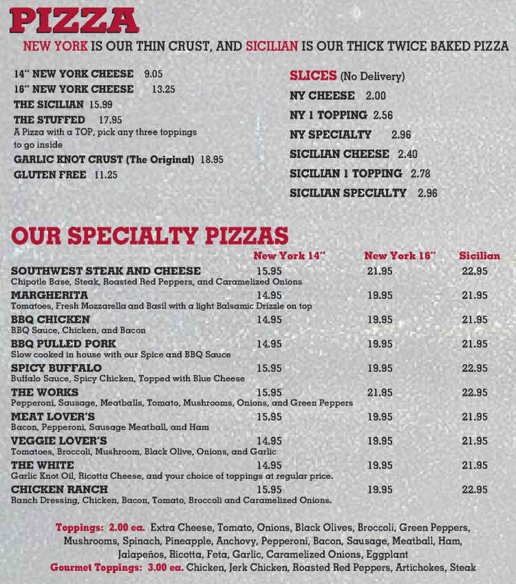 Ramunto's Brick Oven Pizza menu page 1