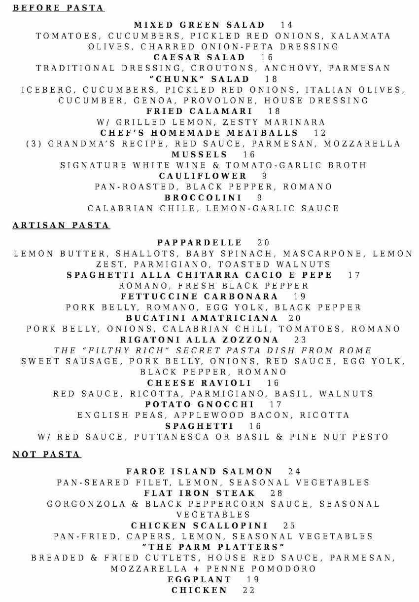 Blue Moose menu page 1