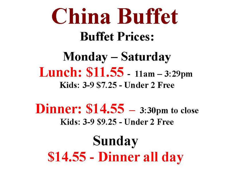 China Buffet menu page 1