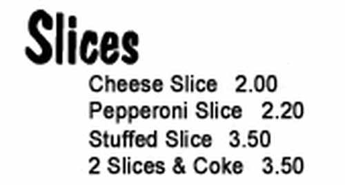 West Brattleboro Pizza menu page 1