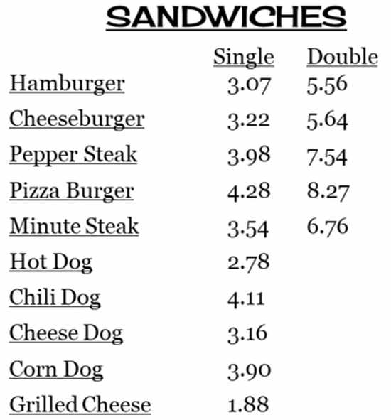 Al's French Frys menu page 1