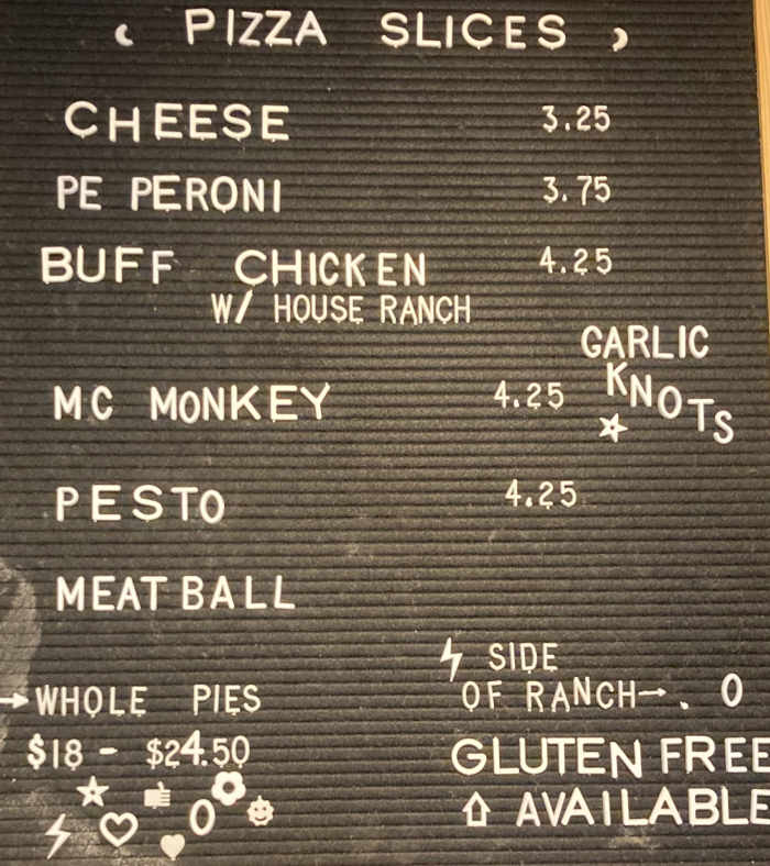 Monkey House menu page 1