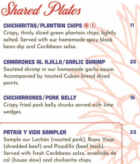 Santiago's Cuban Cuisine menu page 1