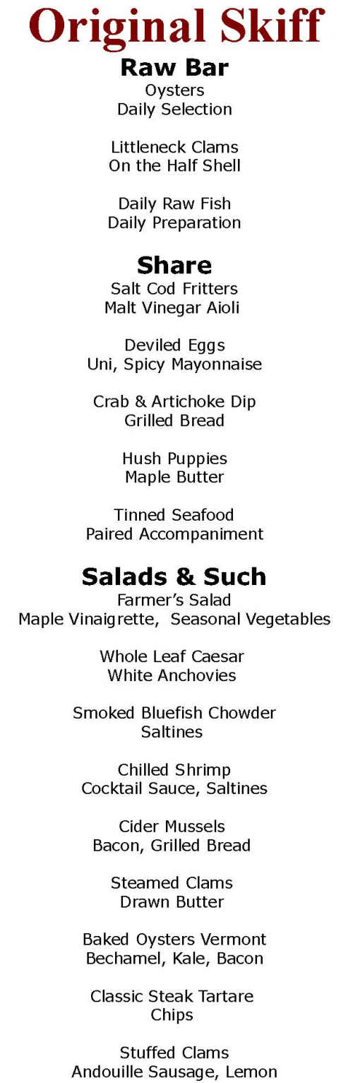 Original Skiff menu page 1