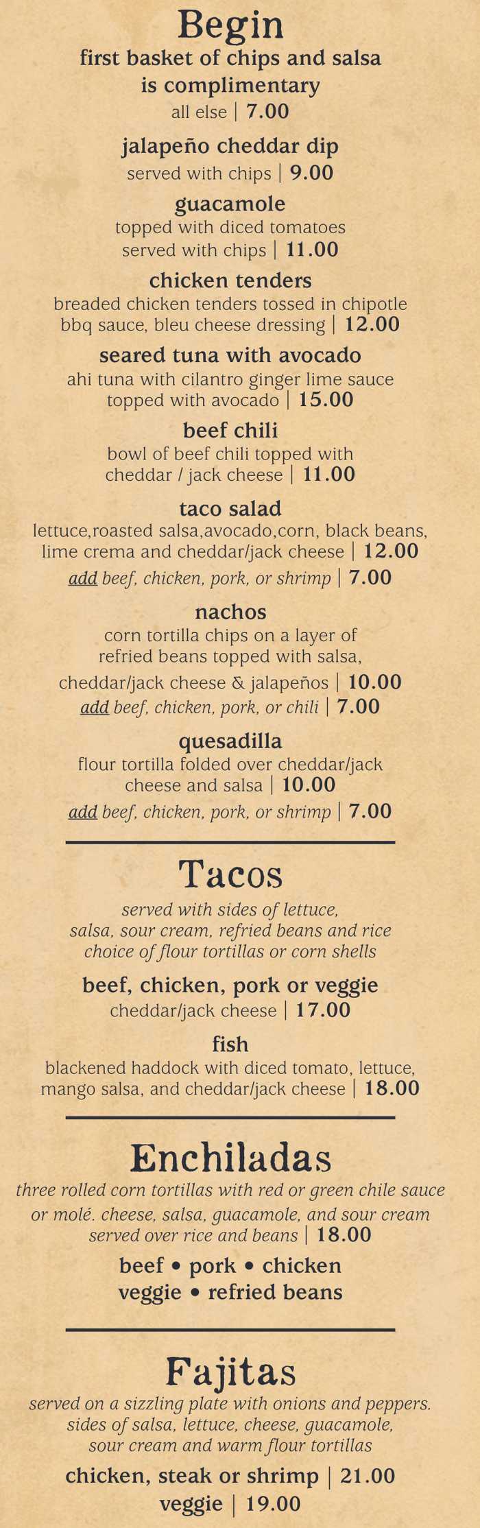 Baja Burrito Co menu page 1