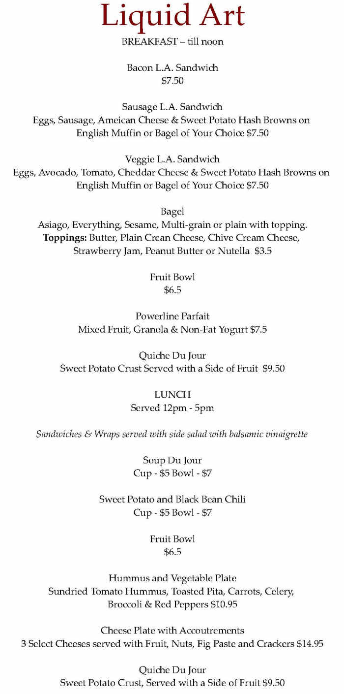 Liquid Art menu page 1