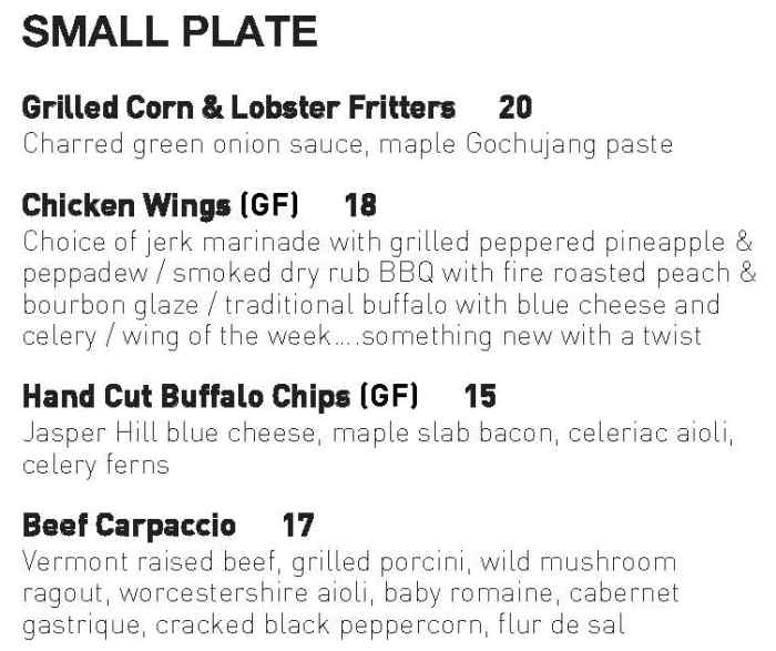 Preston's menu page 1