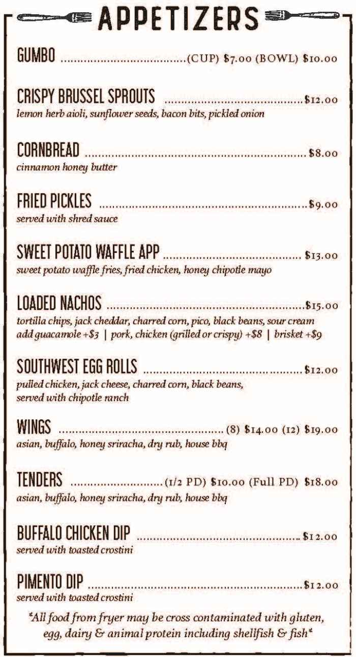 The Rivershed menu page 1