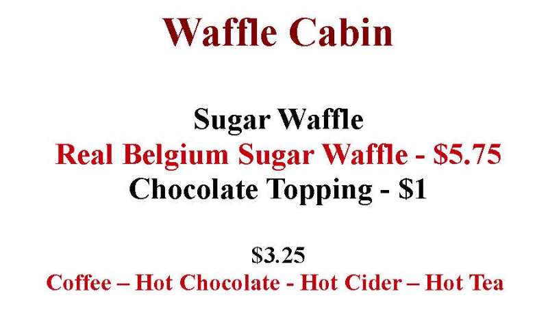 Waffle Cabin menu page 1