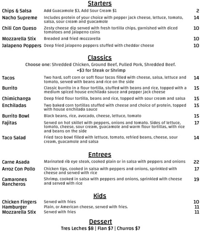 Little Mexico menu page 1