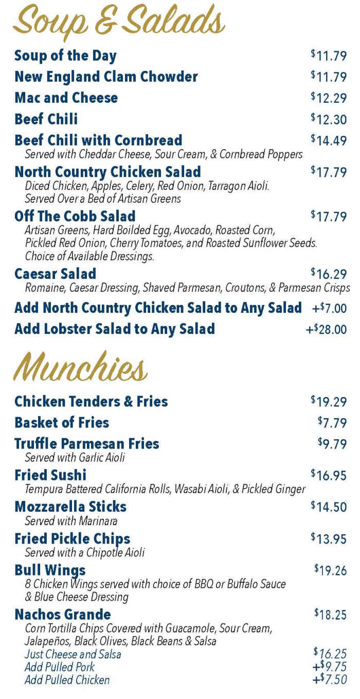 The Bull menu page 1