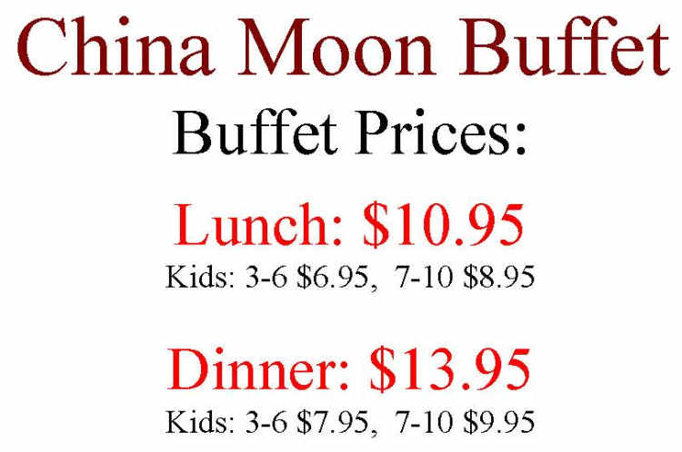 China Moon Buffet menu page 1