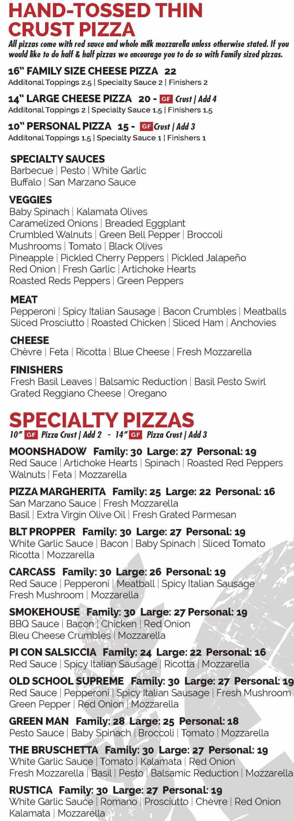 Positive Pie Plainfield menu page 1
