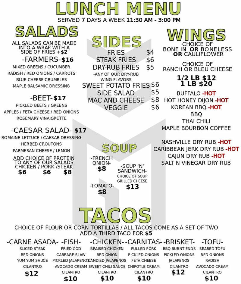 Good Measure Pub & Brewery menu page 1