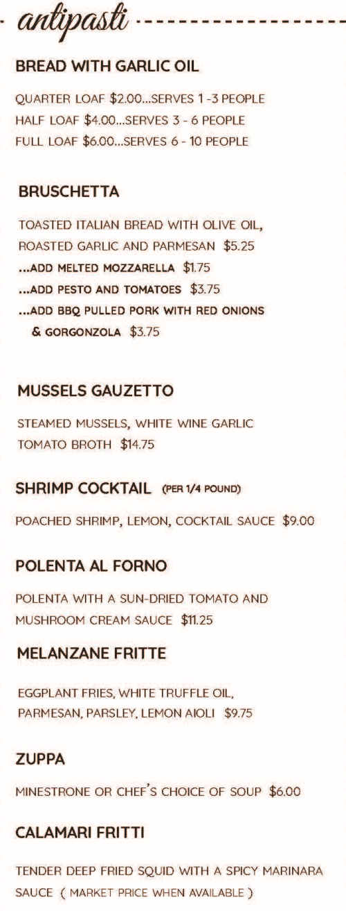 Sarducci's menu page 1