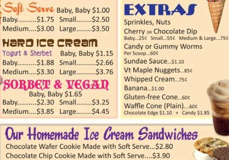 Tim & Doug's Ice Cream Shop menu page 1