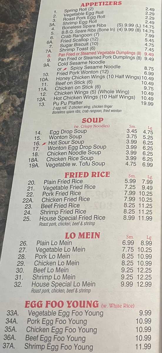 Orientaste menu page 1