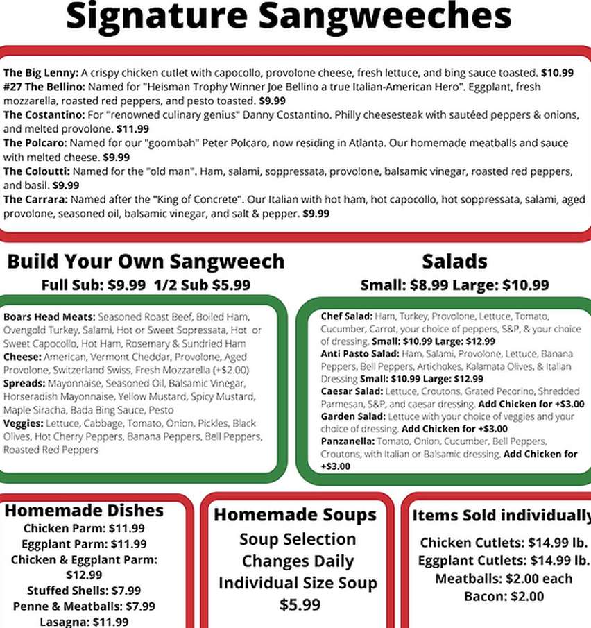 Paisano's Italian Kitchen menu page 1