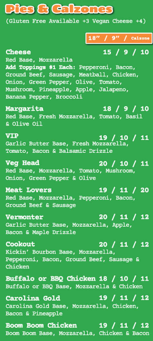 Third Place Pizzeria menu page 1