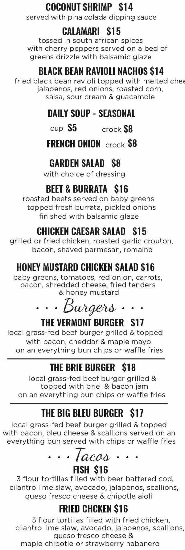 The Cluckin' Cafe menu page 1